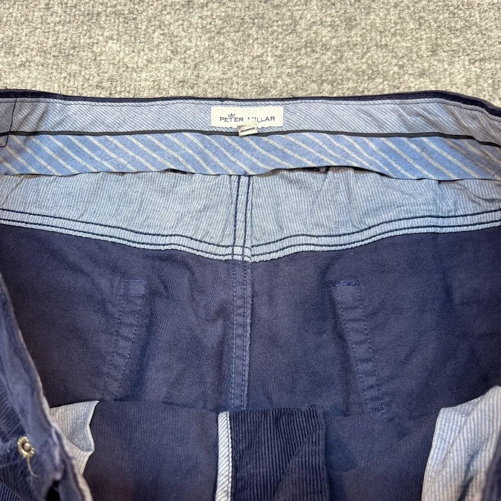 Peter Millar Pants Mens 38 Blue Corduroy Chino Regular Fit 5 Pocket Casual